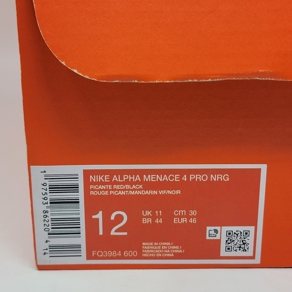 Nike Alpha Menace 4 Pro Nrg Picante Red-Black Football Men Sz 12 FQ3984-600 New main image 13